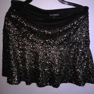 Gold Sequin Mini Skirt